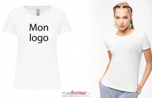 T-shirt personnalisé blanc en coton bio kariban pour femme