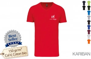 T-shirt col V coton écologique kariban pour homme