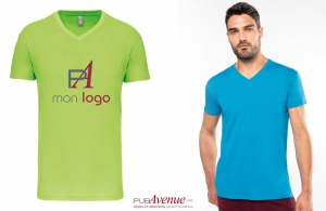 T-shirt col V coton écologique kariban pour homme