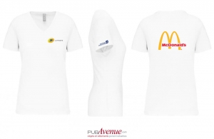 T-shirt blanc col v bio écologique kariban pour femme