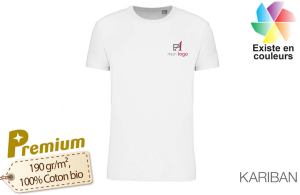 T-shirt personnalisé bio kariban blanc col rond no label