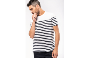 T-shirt marinière col rond en coton Bio pour homme