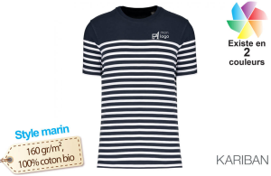 T-shirt marinière col rond en coton Bio pour homme