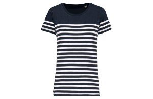 T-shirt marinière col rond en coton Bio pour femme