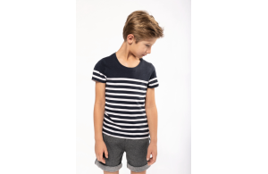 T-shirt marinière col rond en coton Bio pour enfant