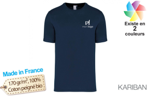 T-shirt made in France en coton Bio pour homme publicitaire personnalisé 