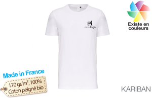 T-shirt publicitaire made in France blanc coton Bio homme