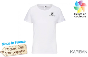 T-shirt publicitaire made in France blanc coton Bio femme