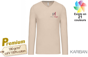 Tee-Shirt Femme Col V Premium Personnalisable en coton ringspun