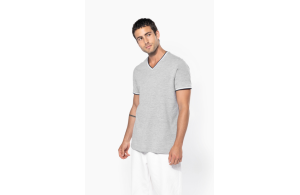 T-shirt col V en maille piquée pour homme