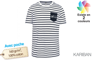 T-shirt rayé marin avec poche