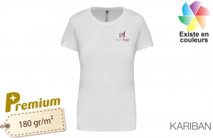 T-shirt kariban 190 blanc pour femme publicitaire personnalisé 