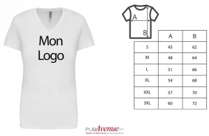 T-shirt col V blanc prestige pour femme