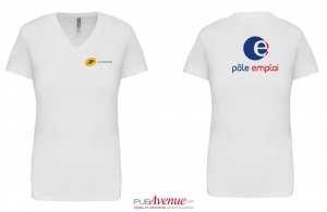 T-shirt col V blanc prestige pour femme