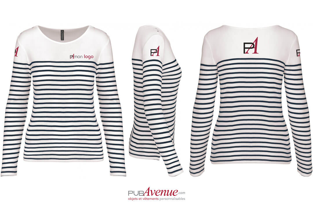 Tee shirt marini re manches longues pour femme