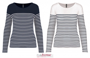 Tee shirt marinière manches longues pour femme