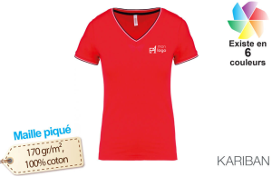 T-shirt col V en maille piquée pour femme publicitaire personnalisé 