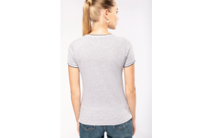 T-shirt col V en maille piquée pour femme