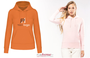 Sweat à capuche couleur en coton bio pour femme