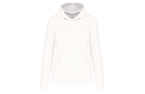 Sweat à capuche blanc en coton bio pour femme