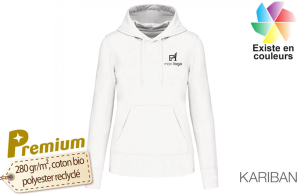 Sweat à capuche blanc en coton bio pour femme personnalisable 