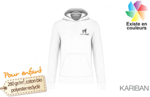 Sweat à capuche blanc en coton bio pour enfant personnalisable 