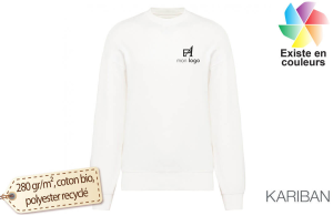 Sweat col rond blanc oversize écoresponsable publicitaire personnalisé 