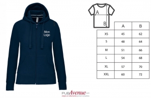 Veste à capuche premium haut de gamme personnalisable pour femme
