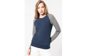 Sweat bicolore personnalisé en coton bio pour femme