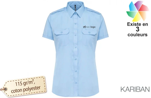 Chemise pilote à manches courtes kariban publicitaire personnalisée pour femme 