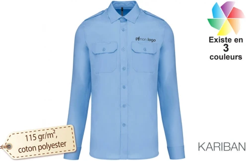 Chemise pilote manches longues kariban publicitaire personnalisée pour homme 