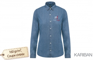 Chemise en jean denim personnalisée coupe ajustée pour femme