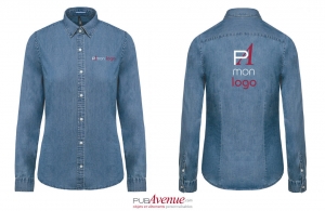 Chemise en jean denim personnalisée coupe ajustée pour femme