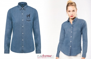 Chemise en jean denim personnalisée coupe ajustée pour femme