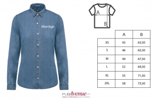 Chemise en jean denim personnalisée coupe ajustée pour femme