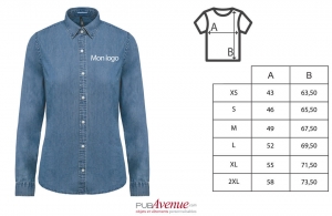 Chemise en jean denim personnalisée coupe ajustée femme