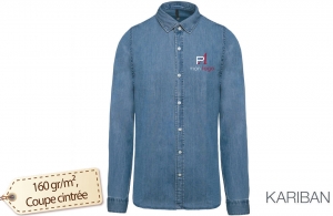 Chemise en jean denim personnalisée coupe ajustée pour homme