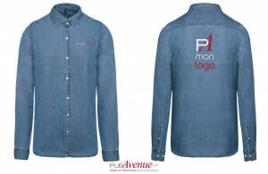 Chemise en jean denim personnalisée coupe ajustée pour homme