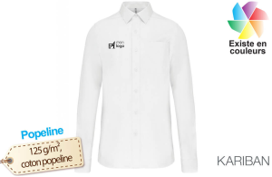 Chemise personnalisée à manche longues en popeline pour homme