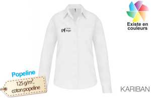 Chemise personnalisée à manche longues en popeline pour femme