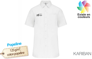 Chemise personnalisée à manche courte en popeline pour homme