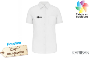 Chemise personnalisée à manche courte en popeline pour femme