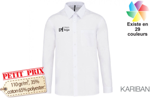 Chemise personnalisée blanche manches longues homme