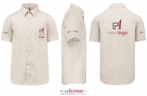 Chemise personnalisée blanche à manches courtes pour homme