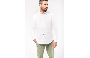 Chemise personnalisée lin et coton manches longues homme