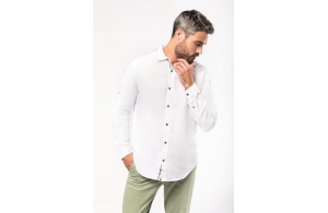 Chemise personnalisée lin et coton manches longues homme