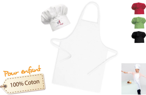 Tablier chef cuisinier pour enfant avec toque