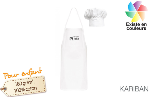 Tablier de cuisine blanc personnalisé enfant avec toque