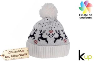 Bonnet personnalisé avec pompon à motifs fantaisie rennes