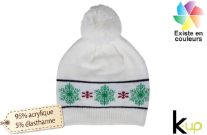 Bonnet ski personnalisé à pompon et motif fantaisie